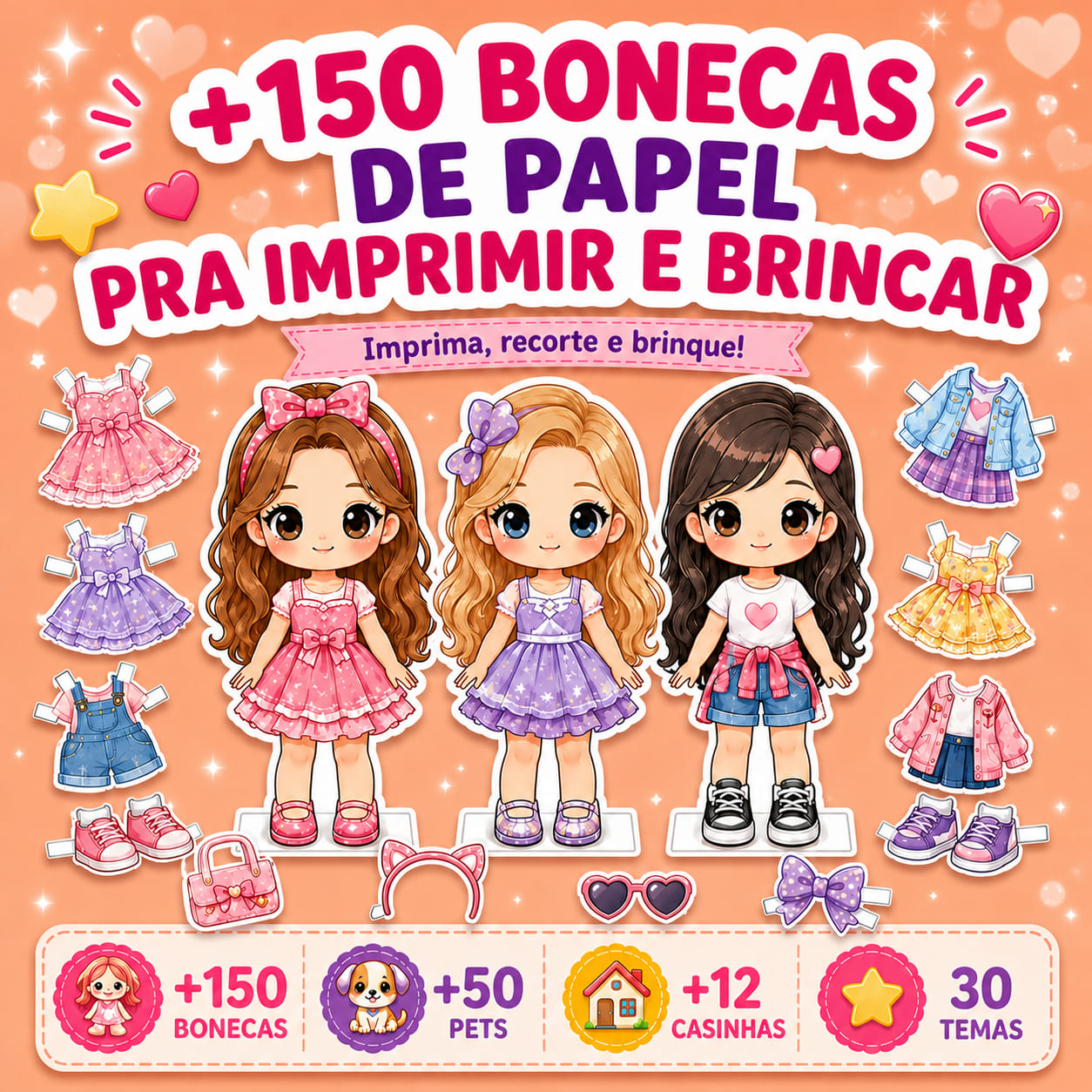 150 bonecas de papel pra imprimir 