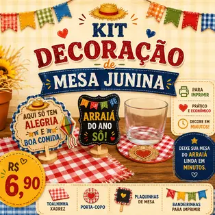 Kit Decoração de Mesa Junina