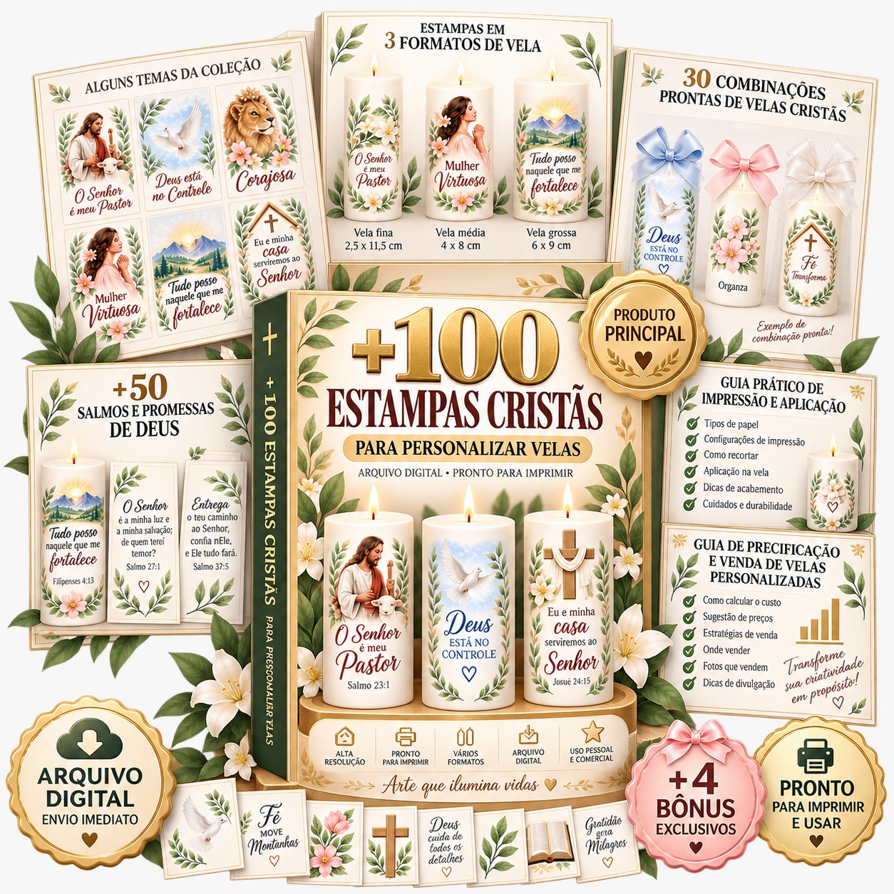+100 Estampas Cristãs para Velas