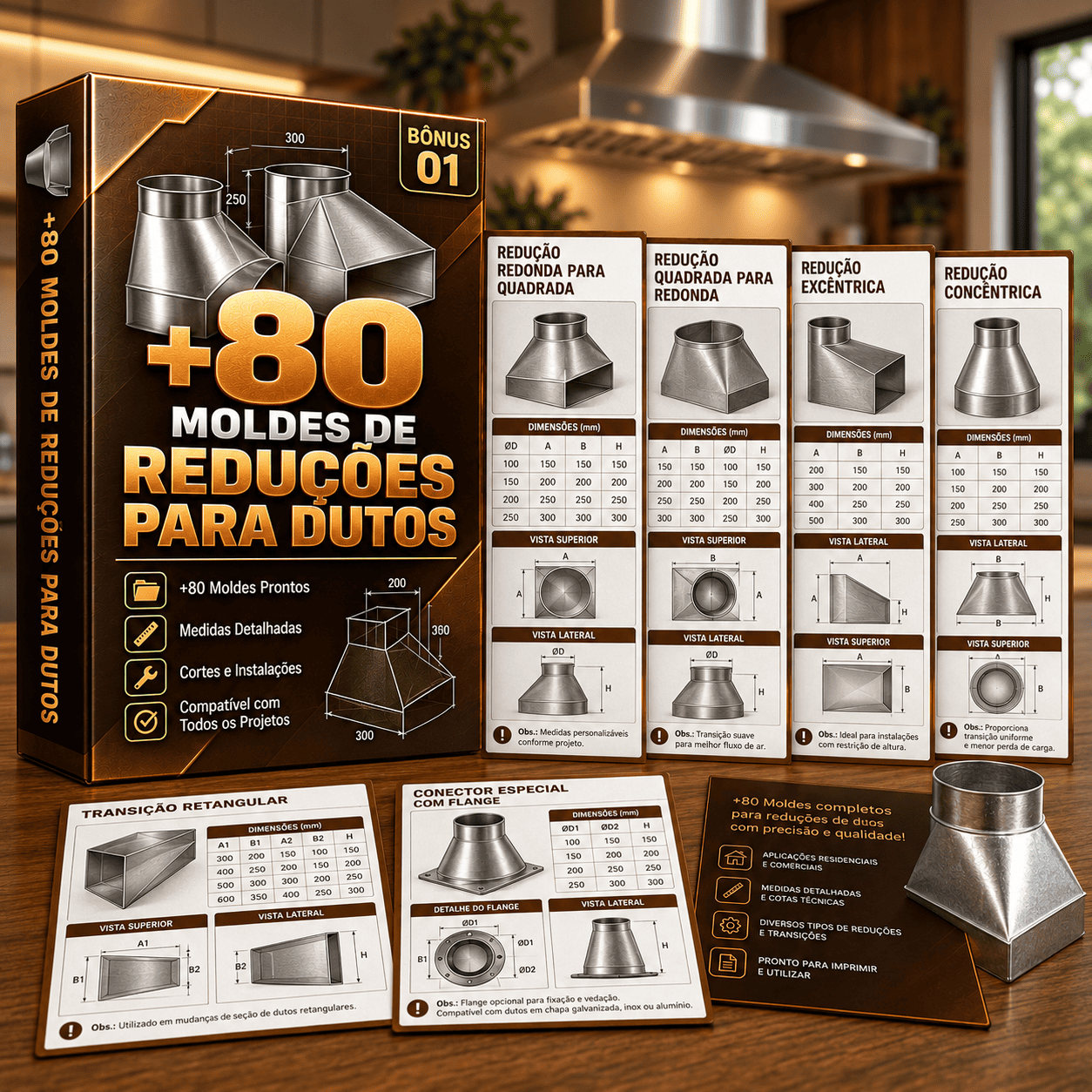 +80 Moldes de Reduções para Dutos