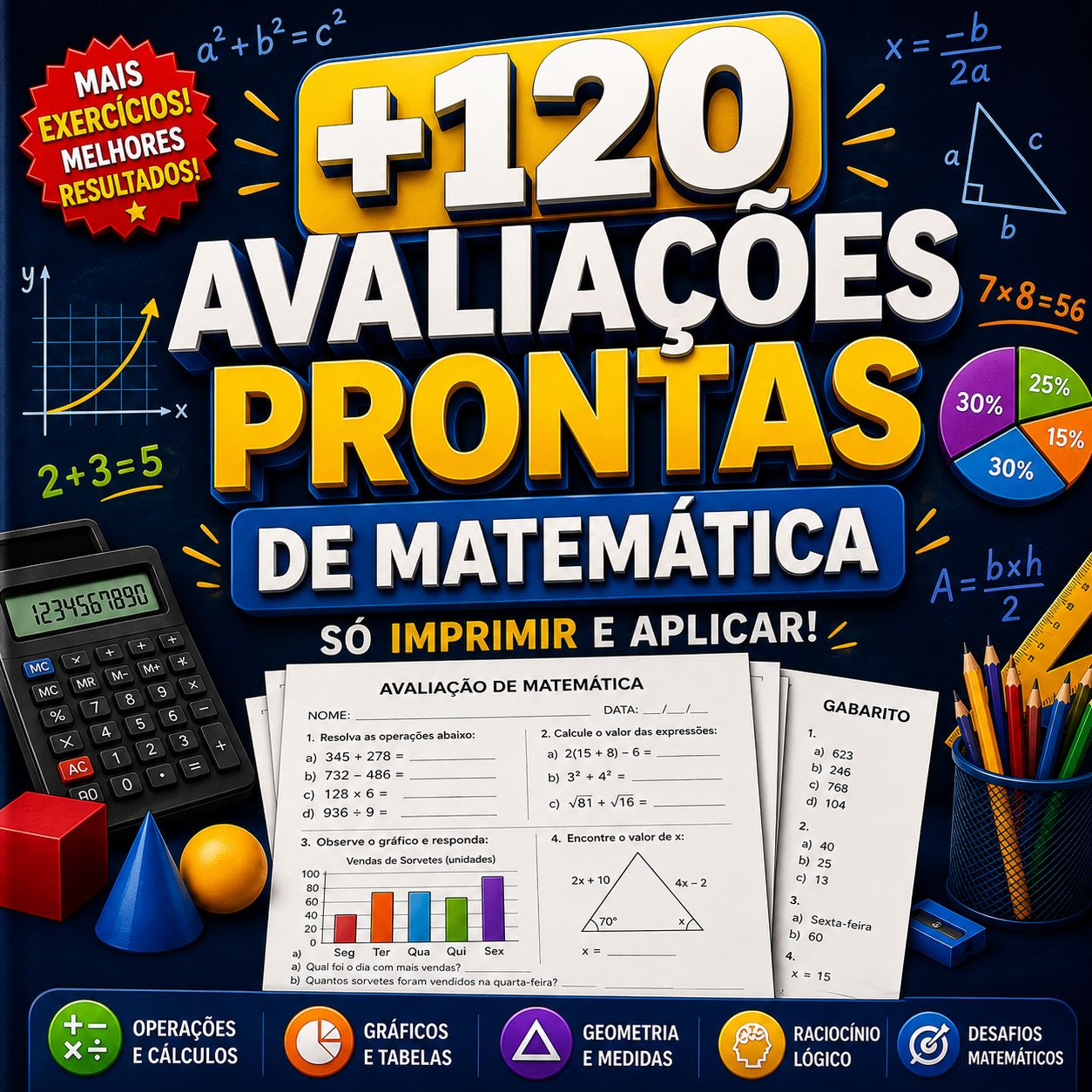 +120 Avaliações de Matemática