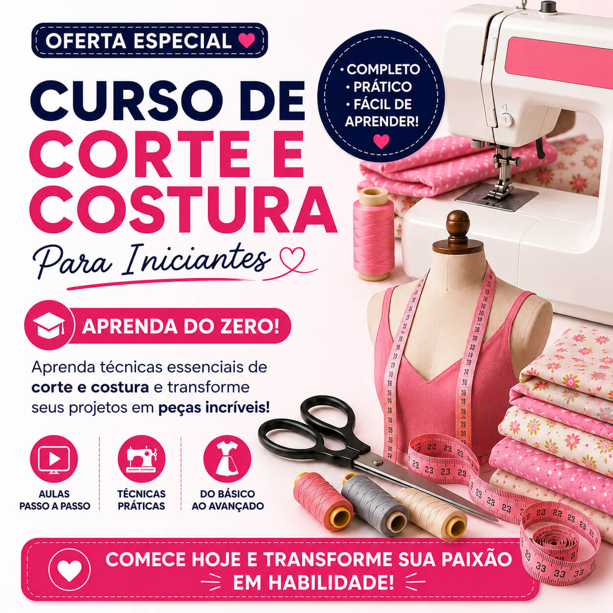 CURSO DE CORTE E COSTURA COMPLETO