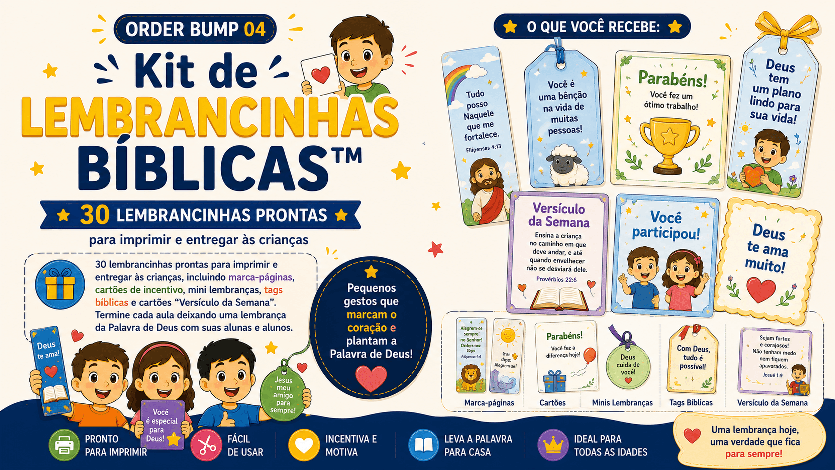 Kit de 30 Lembrancinhas Bíblicas