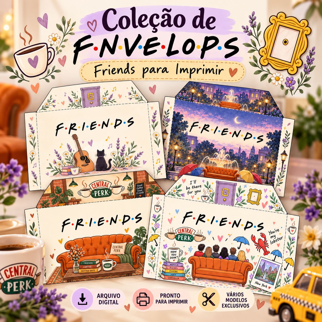 Coleção de Envelopes Friends para Imprim