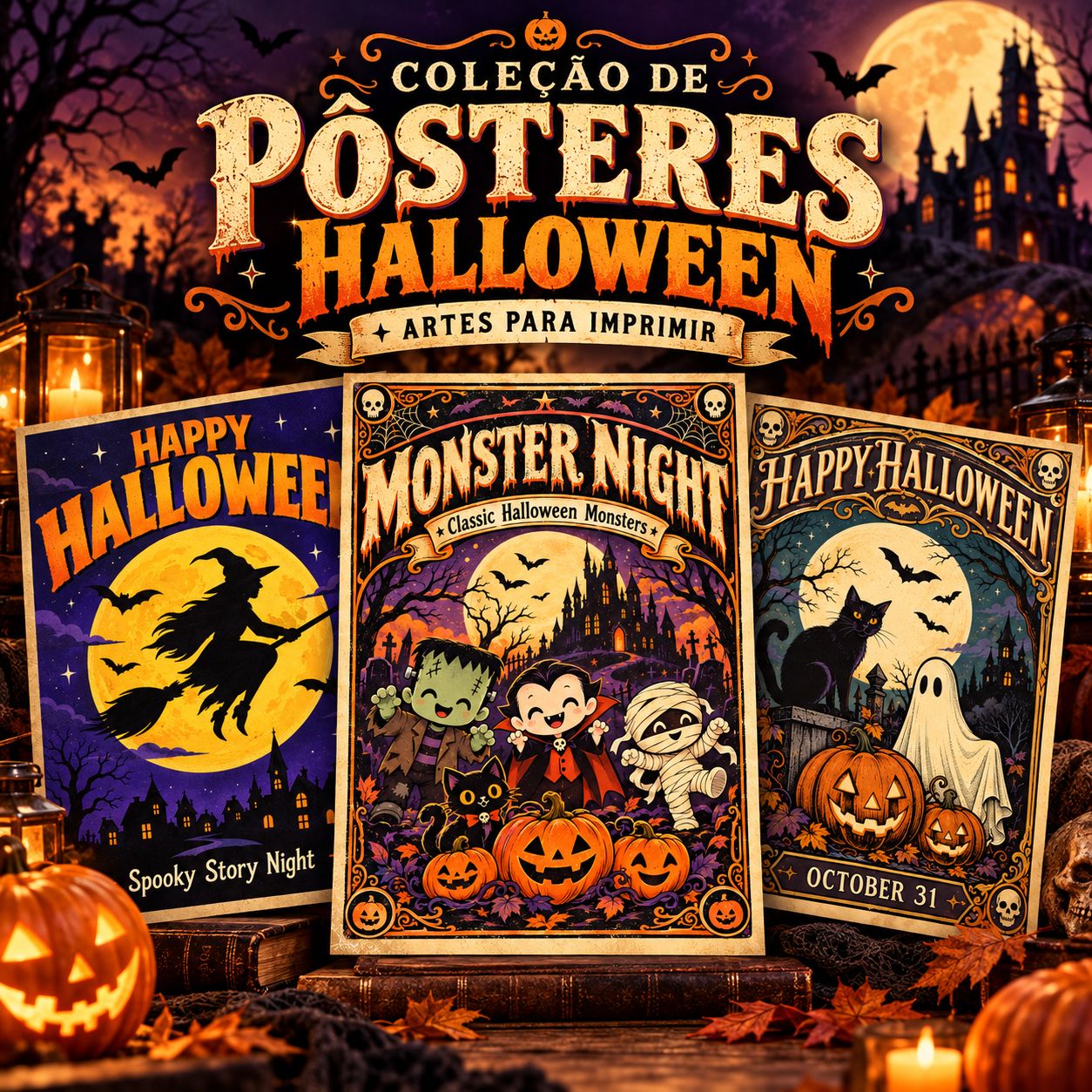Coleção de Pôsteres Halloween