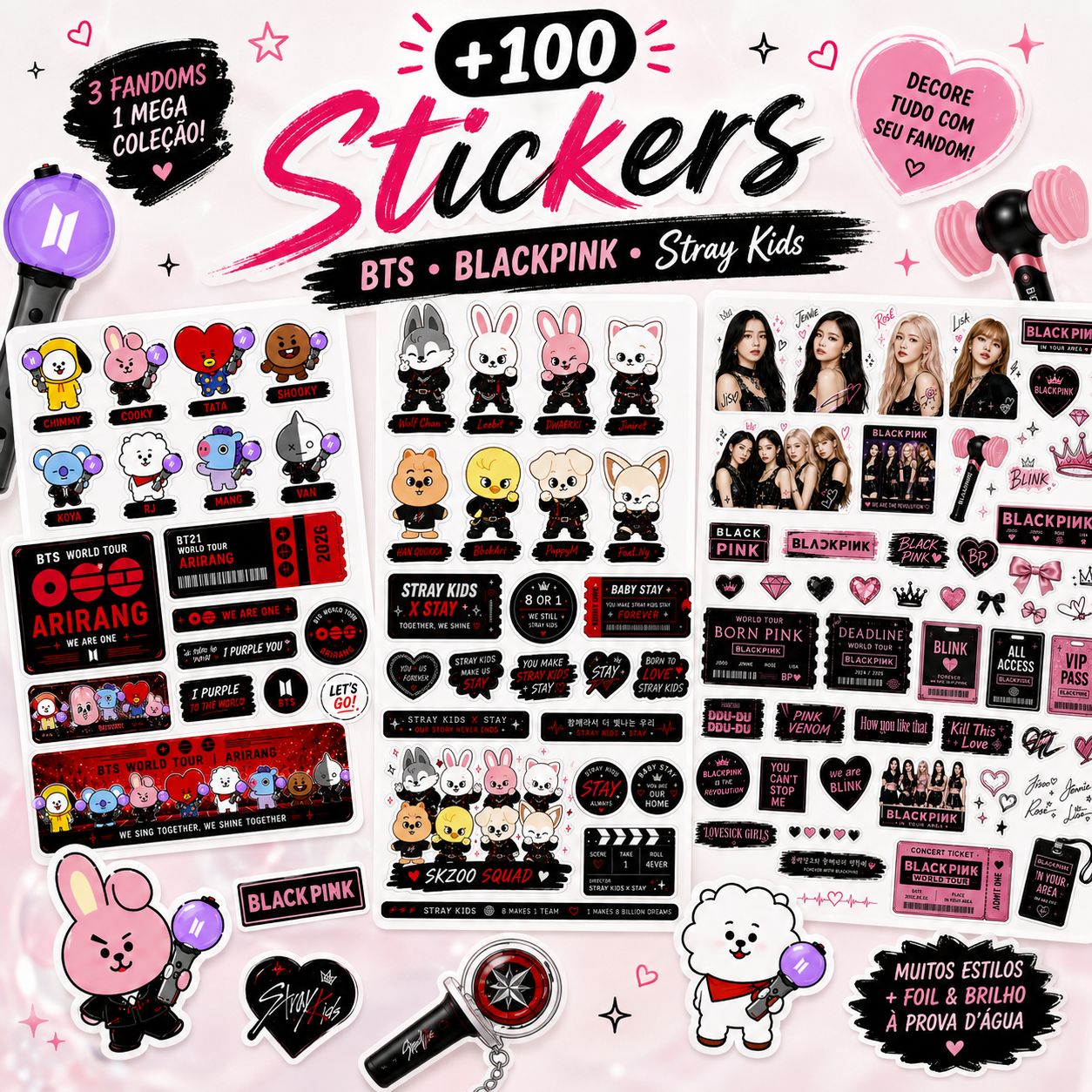 +100 Stickers K-Pop Army, Blink, Stay