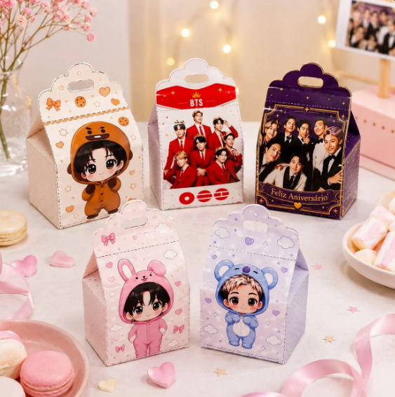 Kit Festa BTS — Topos de Bolo + Caixinha