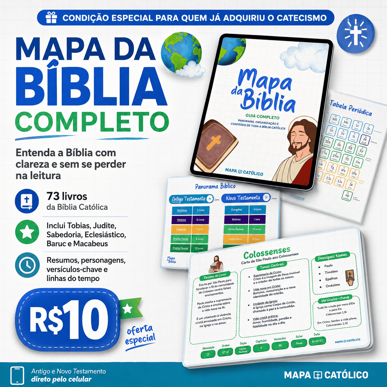Mapa da Bíblia - 73 Livros da Biblía
