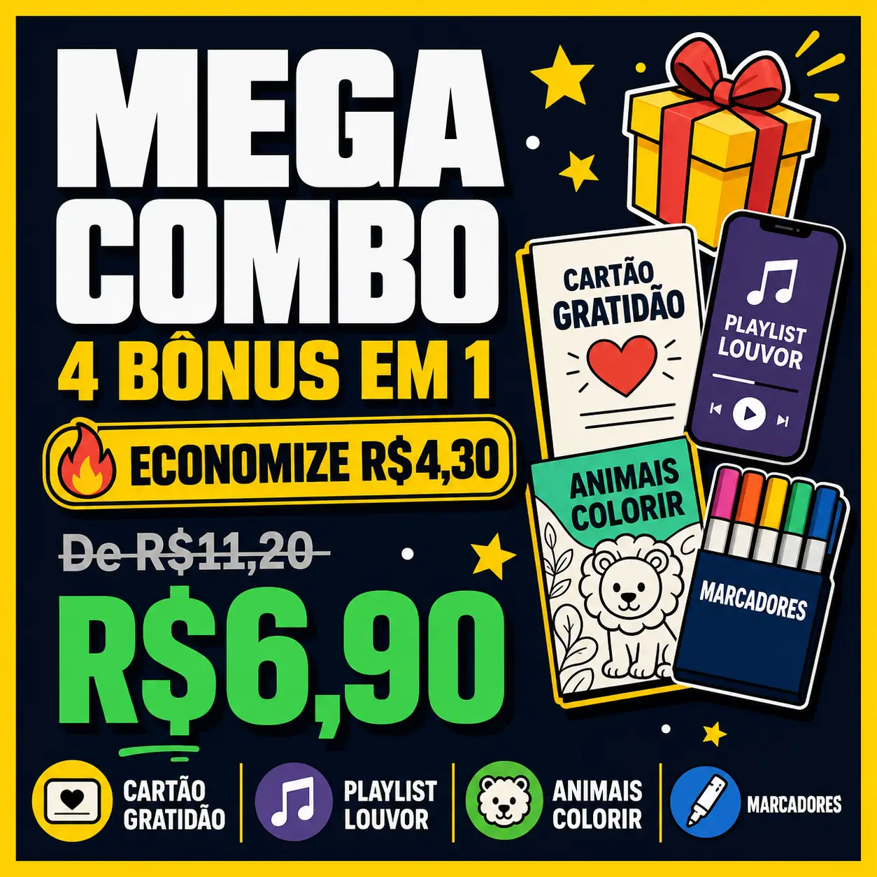 🔥 Mega Combo — 4 Bônus em 1 (Economia d