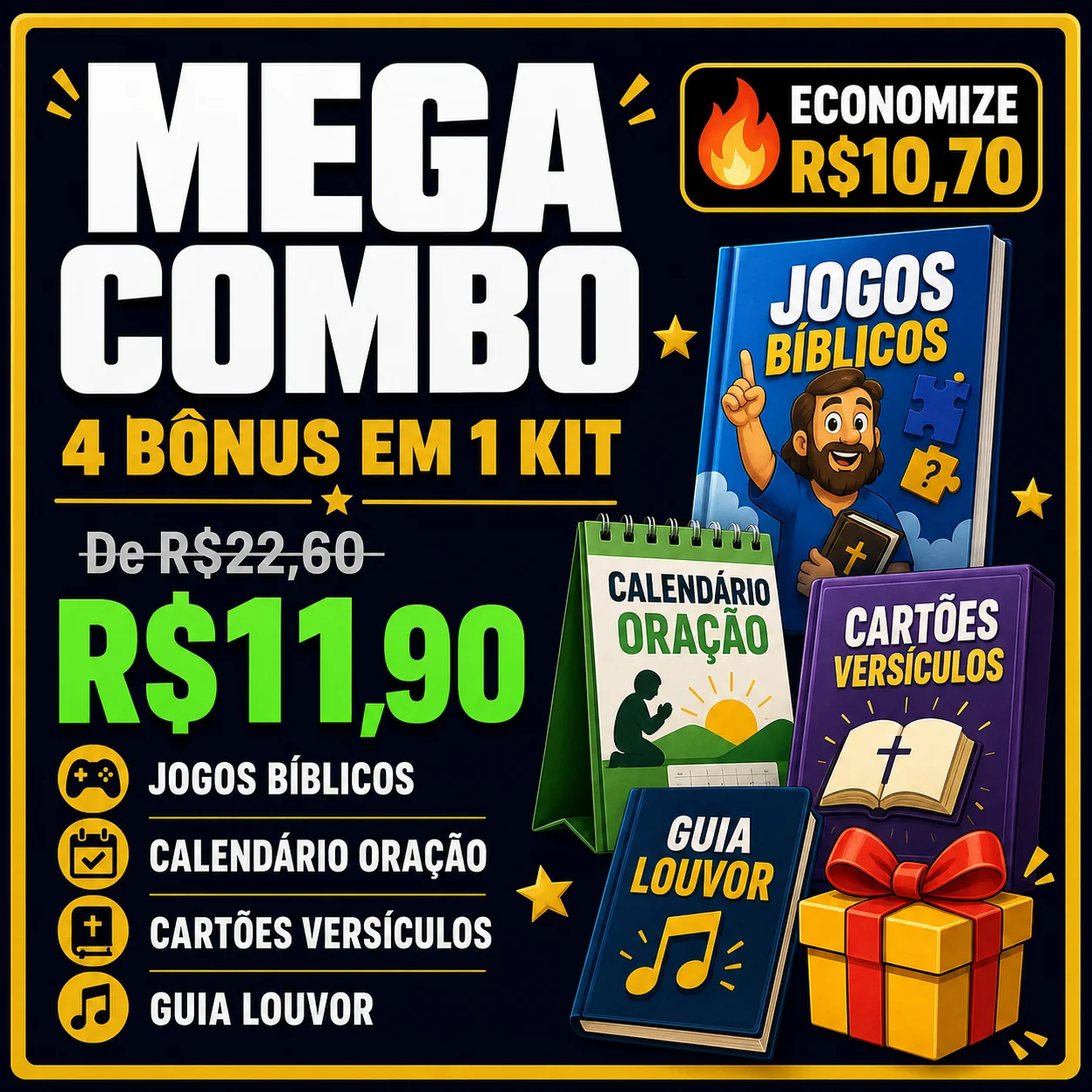 🔥 Mega Combo — 4 Bônus em 1 Kit
