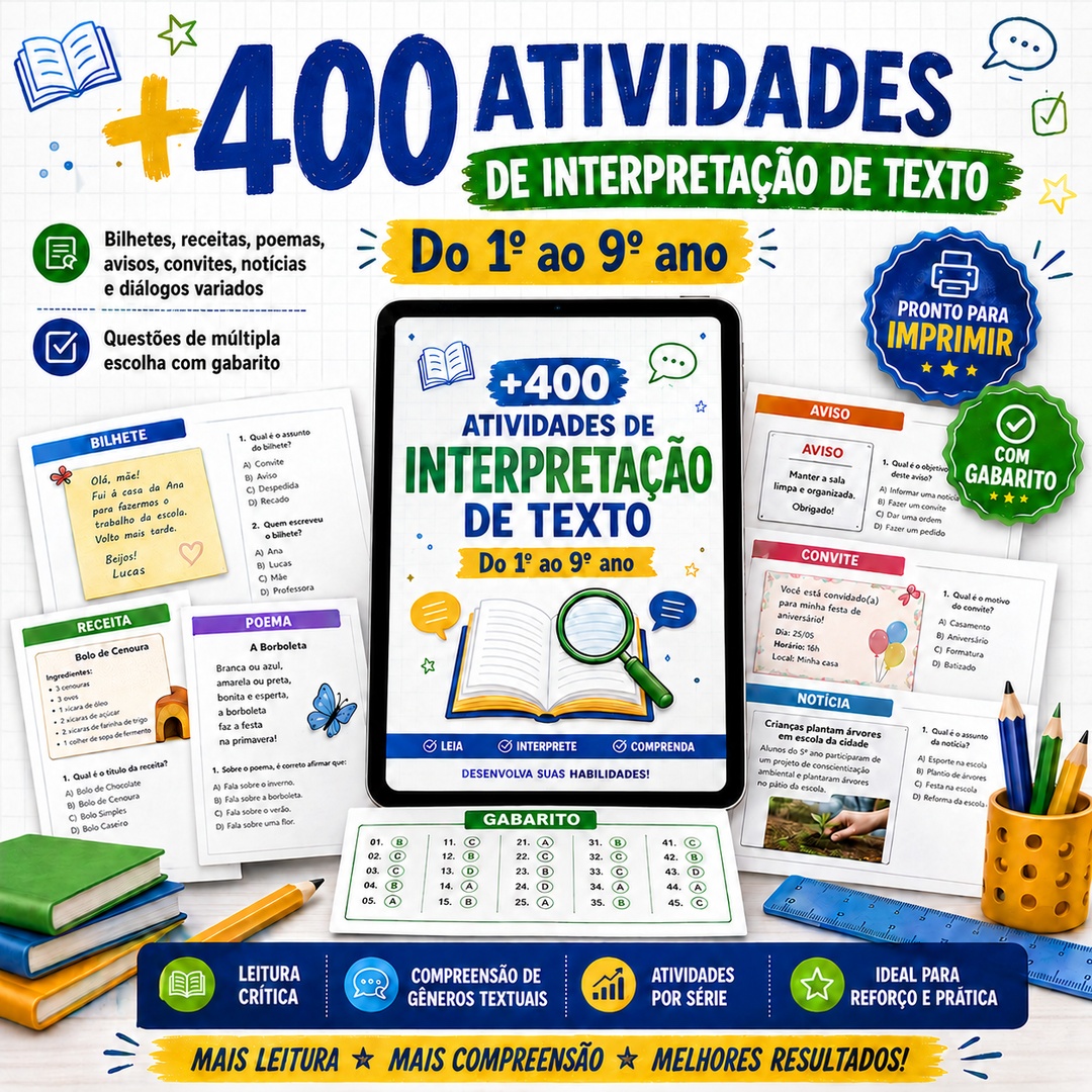 +400 Atividades Interpretação de texto