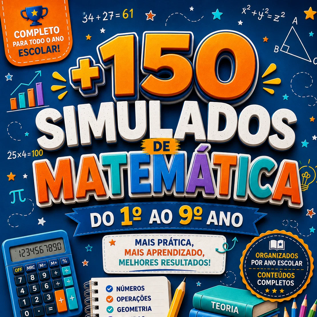 +150 simulados de Matemática do(1º ao 9)