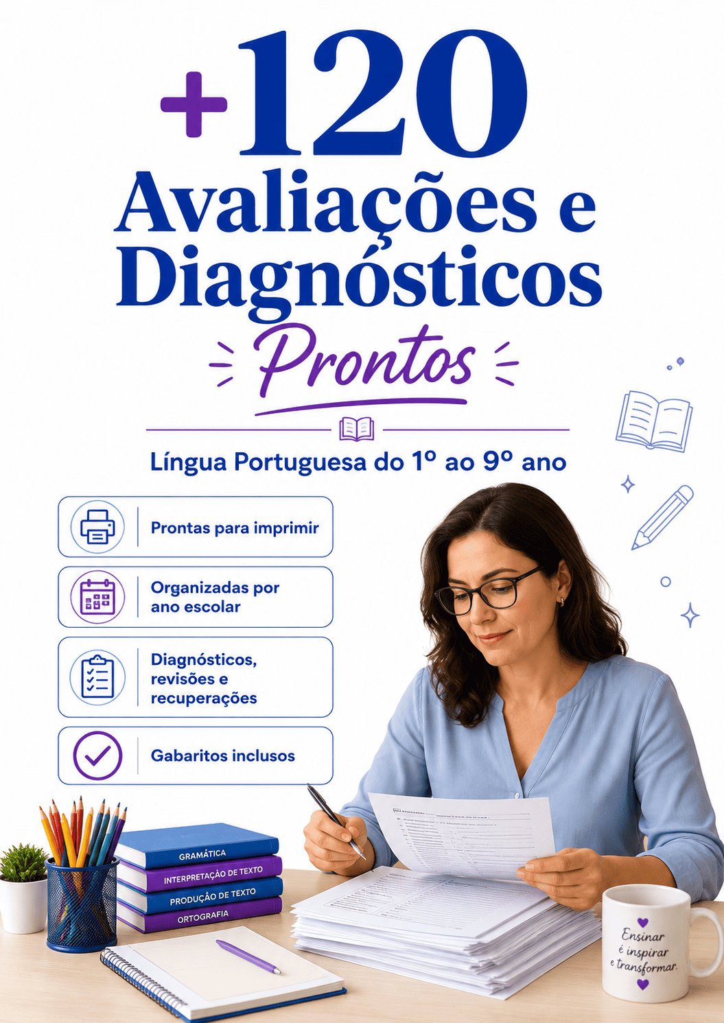 +120 Avaliações de Português + Gabaritos