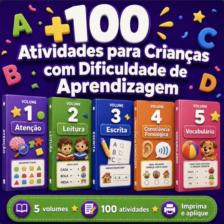 5 Apostilas p/ Crianças com Dificuldades