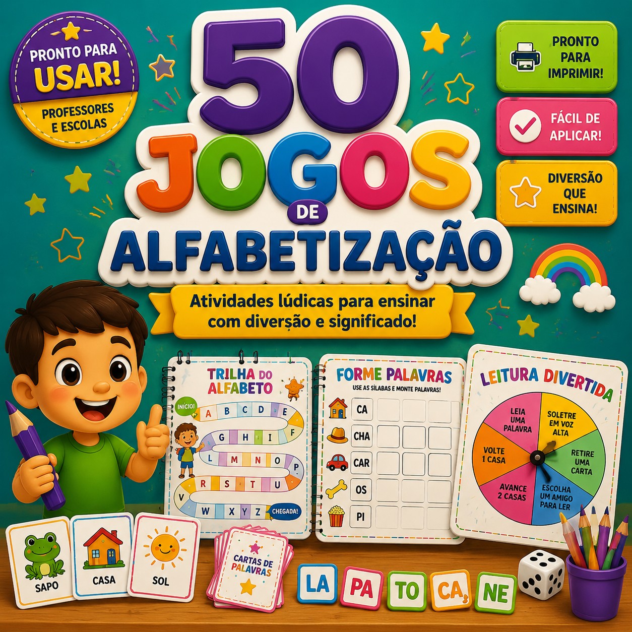 50 Jogos de Alfabetização p/ Imprimir