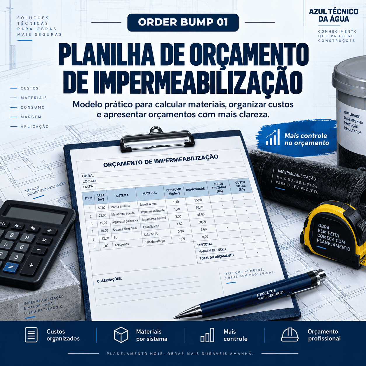 Planilha de Orçamento Impermeabilização