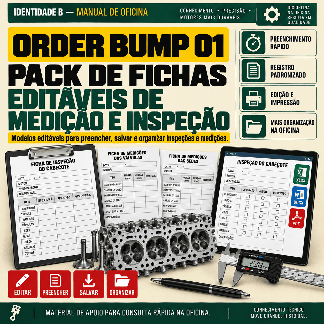 Pack de Fichas Editáveis de Medição