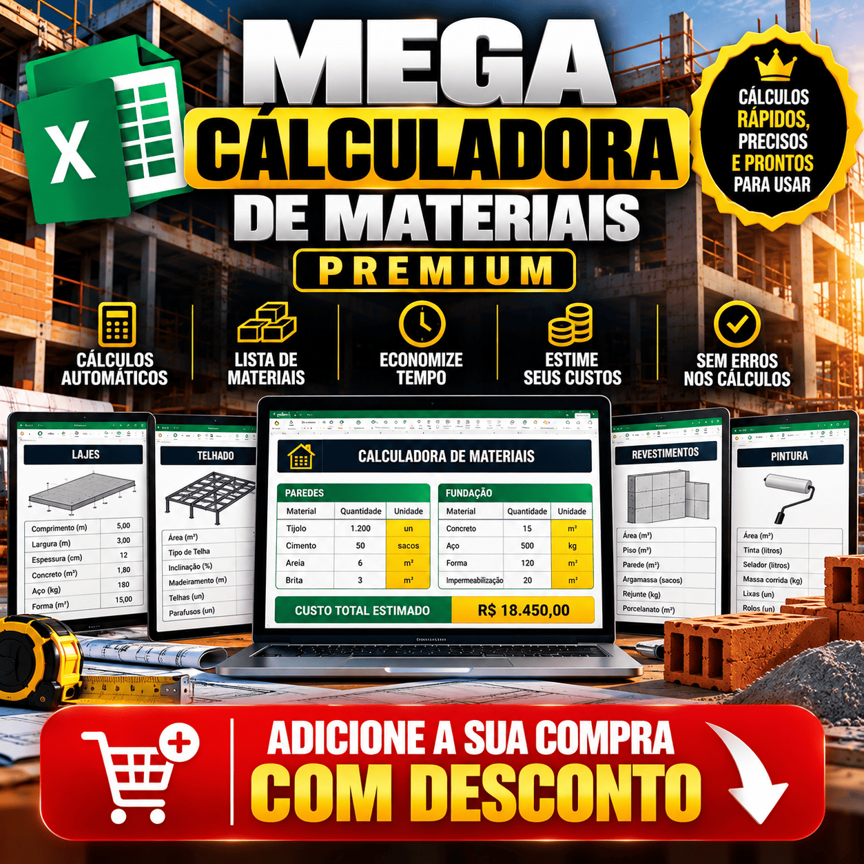 MEGA CALCULADORA DE MATERIAIS PREMIUM