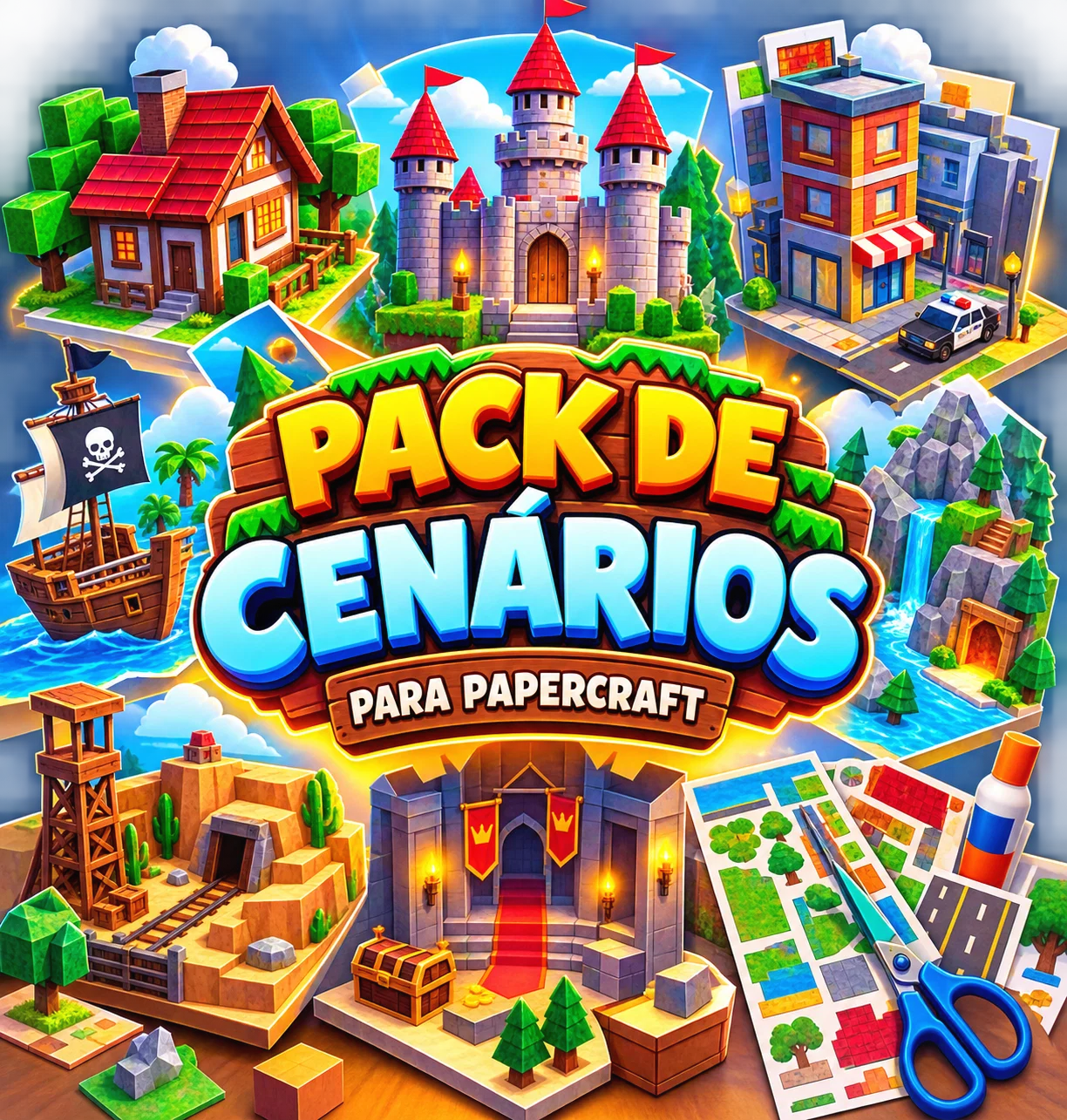 🎨 Pack de Cenários para Papercraft