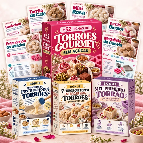 +52 Fichas de Torrões Gourmet Sem Açúcar