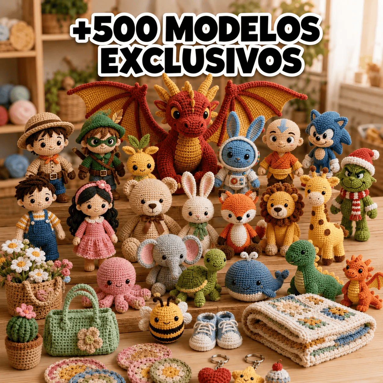 +500 Modelos 3D com Efeito de Crochê