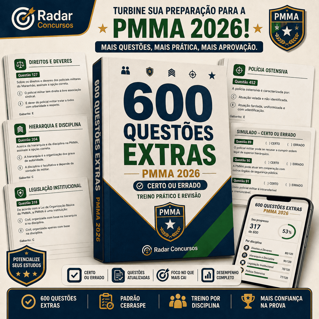 +600 questões extras para PM-MA 2026