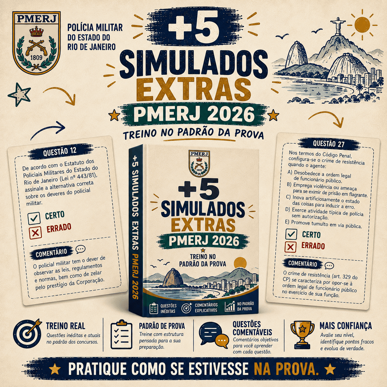 +5 Simulados Extras PMERJ 2026