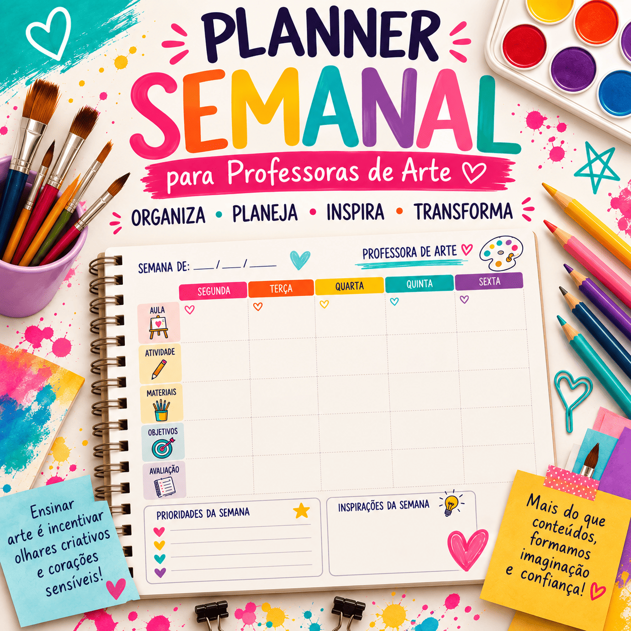 Planner Semanal para Aulas de Arte