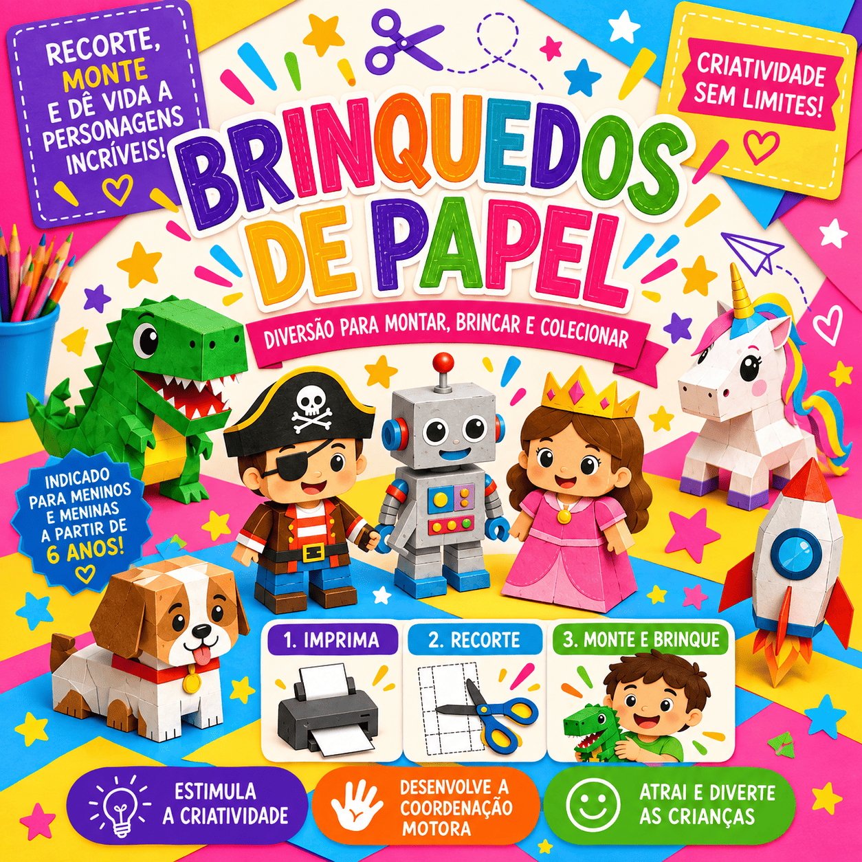 Brinquedos de Papel para Aulas de Arte